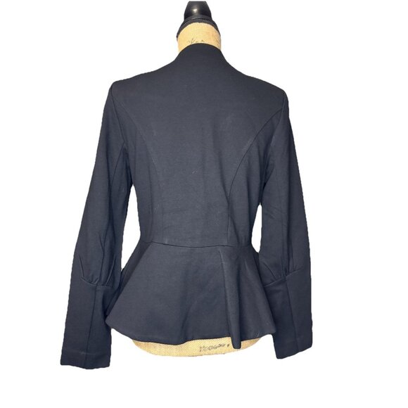 CABI Agency Blazer Jacket Black Snap Button Peplum Ponte Knit Career Office Sz 6 - Picture 2 of 12